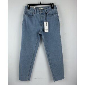 OAT New York Mid Rise Straight Ankle Jeans Women 4/27 NWT Light Wash Cut Hem